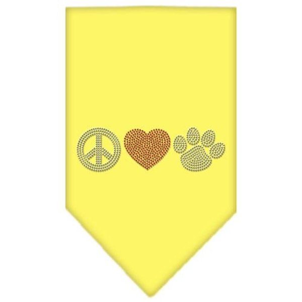 Unconditional Love Peace Love Paw Rhinestone Bandana Yellow Large UN788236